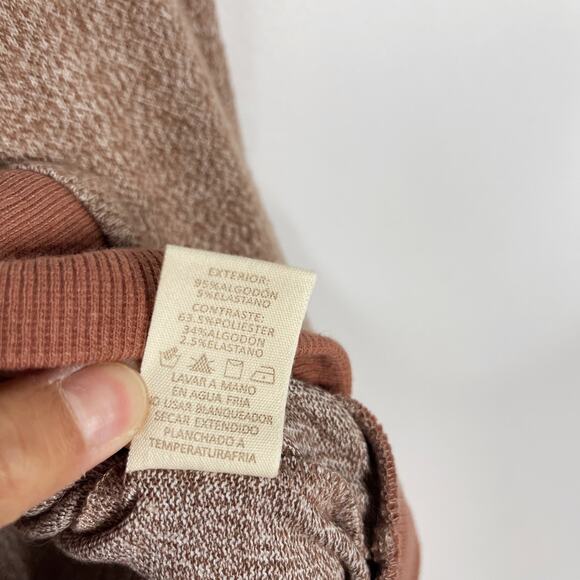 Hem & Thread M Orange Rust Heather Lace Inset Back VNeck Pullover Sweatshirt - Picture 10 of 10